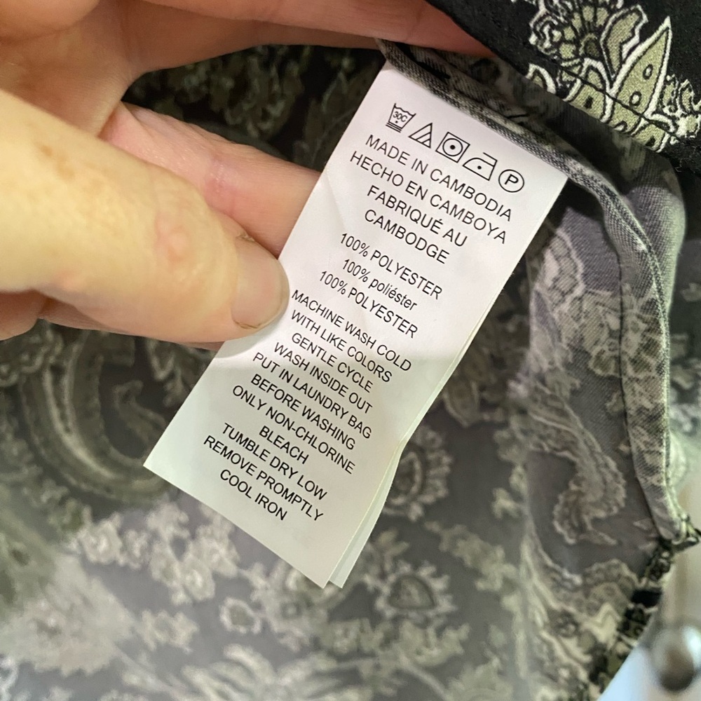 Michael Kors Womens Black Gray Paisley Tie Sleeve Lightweight Blouse Top Small - Picture 3 of 10